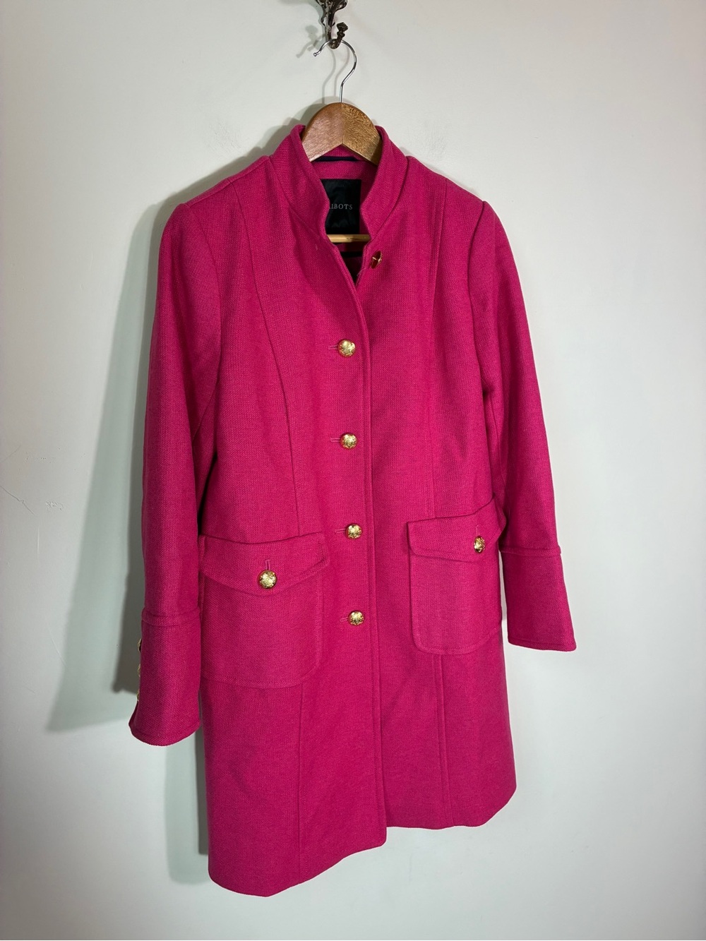 Talbots Fuschia Military Long Coat Size 4 - Picture 7 of 9